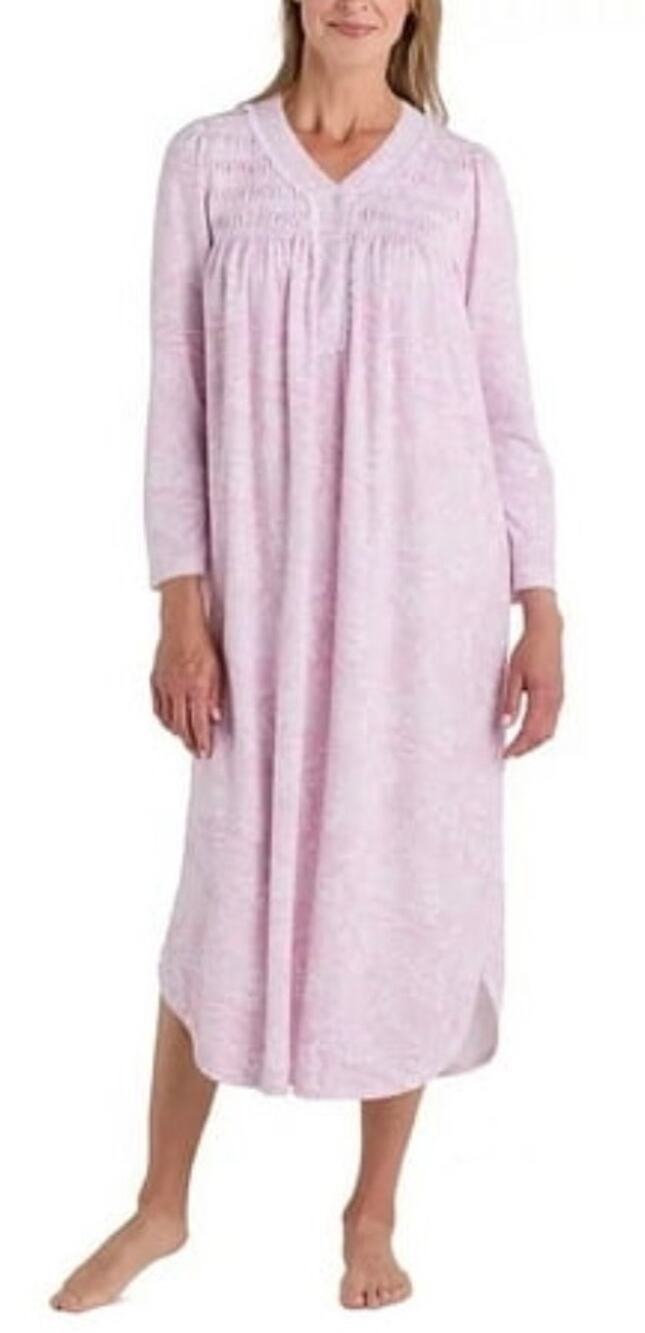 Brand New Miss Elaine Women's Size M Pink Paisley Lace Trim Nightgown Robe